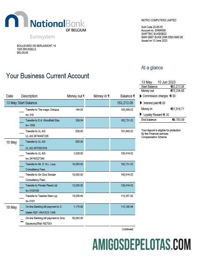 Realista National Bank Of Belgium Enterprise Statement modelo Word e PDF